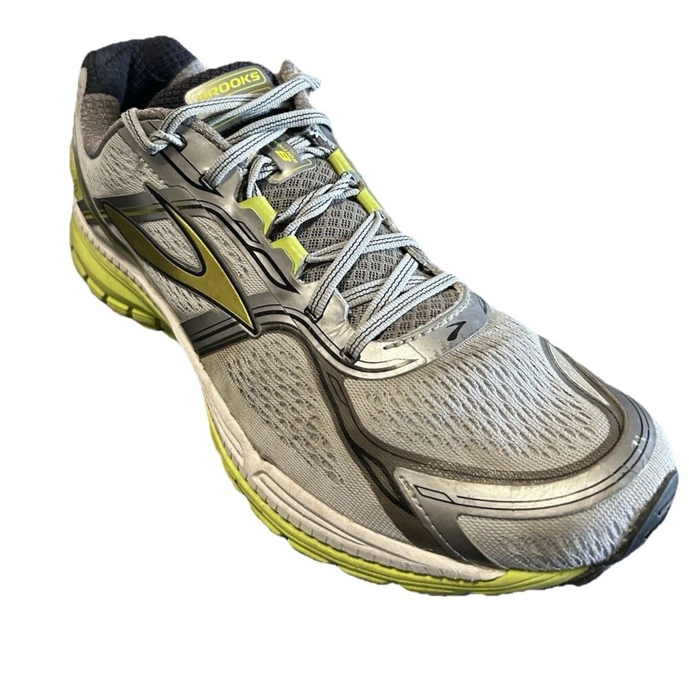 Brooks Ghost 8 Mens 12D Gray Lime Running Shoes Lace Up Sneakers 1101981D029